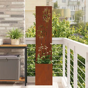 vidaXL Vaso da Giardino con Pannello Decorativo Ruggine 32 x 140 cm