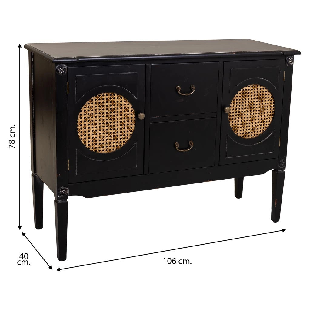 Credenza in legno nero 106x40x78h