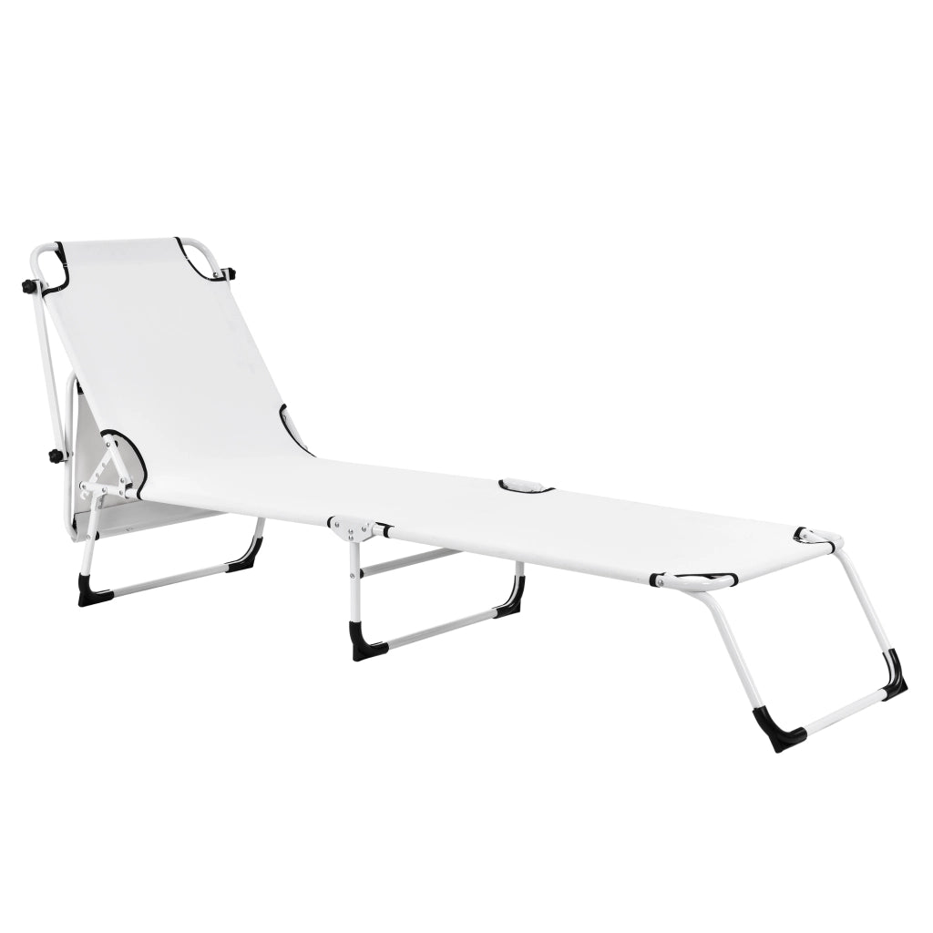 Lettino Prendisole Lomeda con Tettuccio Parasole e Schienale Reclinabile - Bianco casa.pro