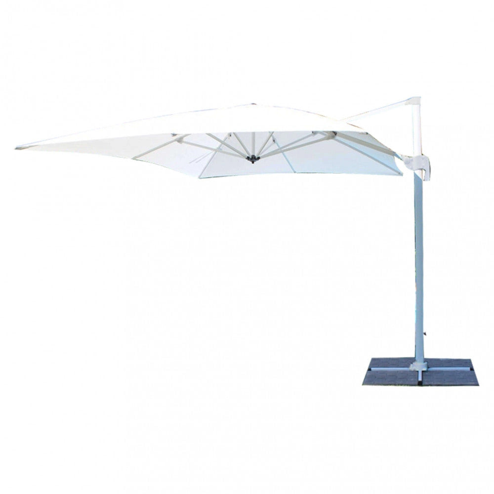 Ombrellone da Giardino Saturno Decentrato 3x3 m in Alluminio blu Telo Bianco