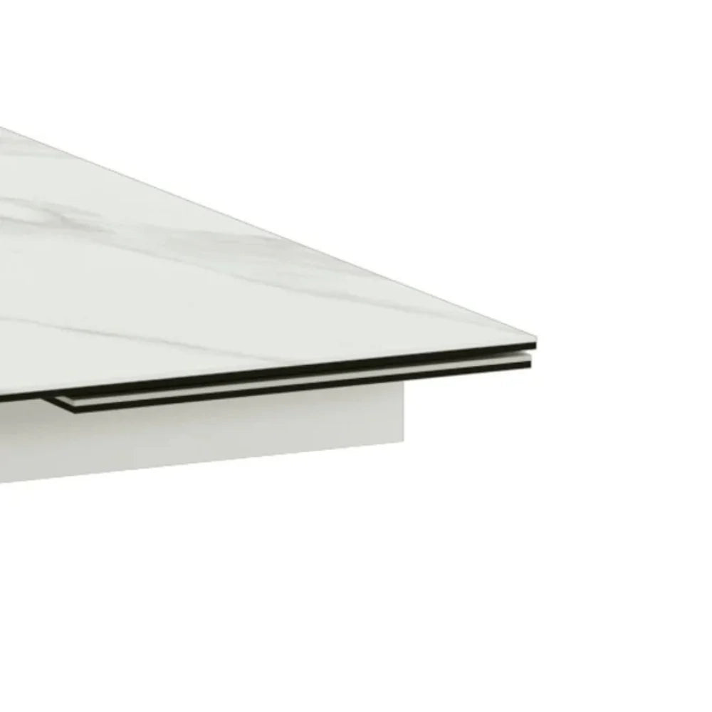 Tavolo da pranzo allungabile in ceramica effetto marmo bianco Guernica 160-240x90 cm fino a 10 posti | Duzzle