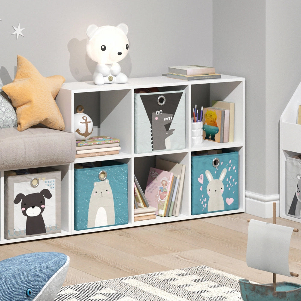 Vicco Libreria bambini Bianco 72 x 107.8 cm con 6 scatole pieghevoli