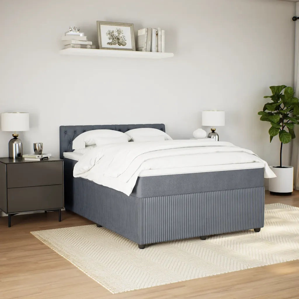 Giroletto a Molle con Materasso Grigio Scuro 160x200 cm Velluto