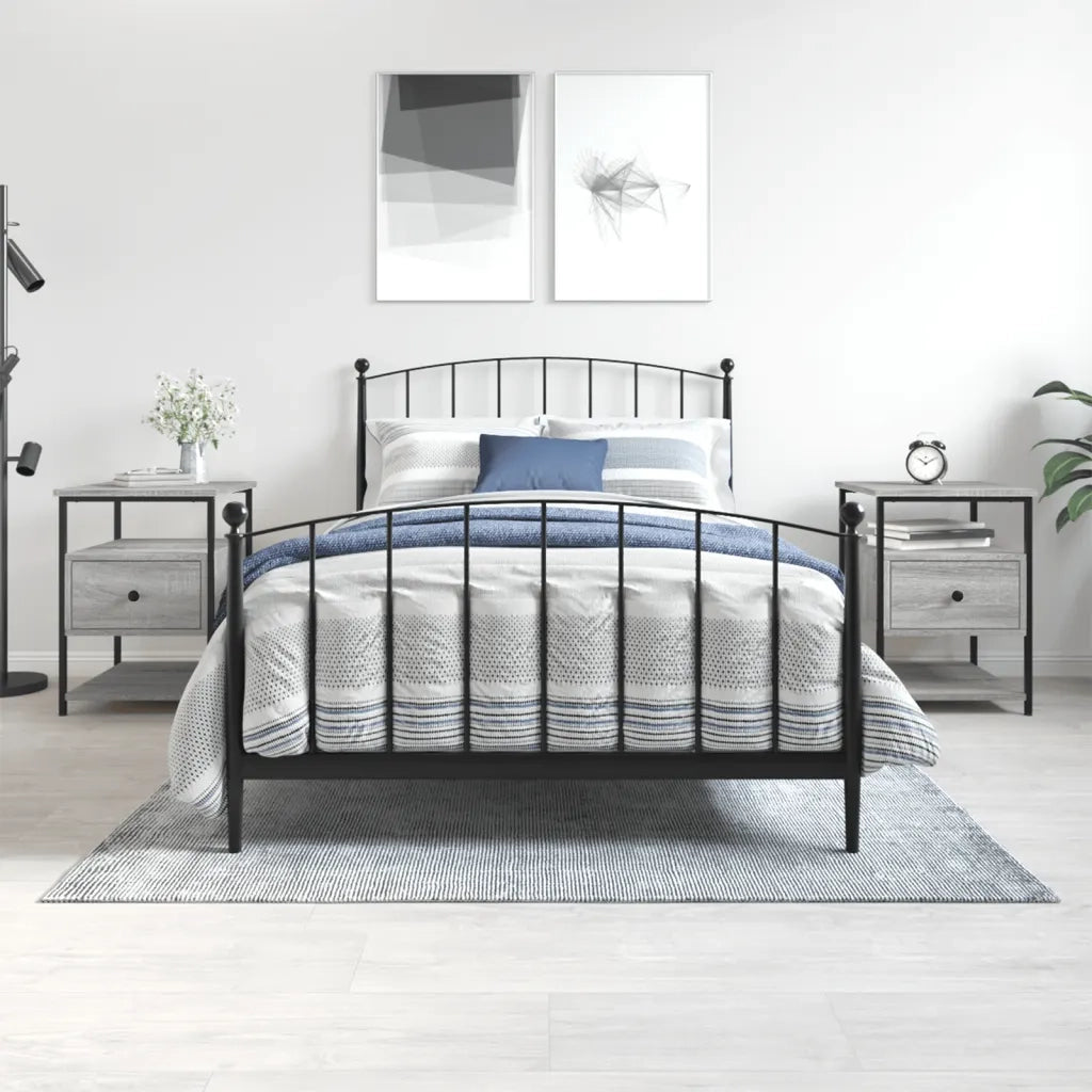 Set di 2 Comodini | Armadio da Notte | Mobiletto da notte Grigio Sonoma 40x42x56 cm in Legno Multistrato