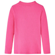 Maglietta da Bambina a Maniche Lunghe a Costine Fucsia 116