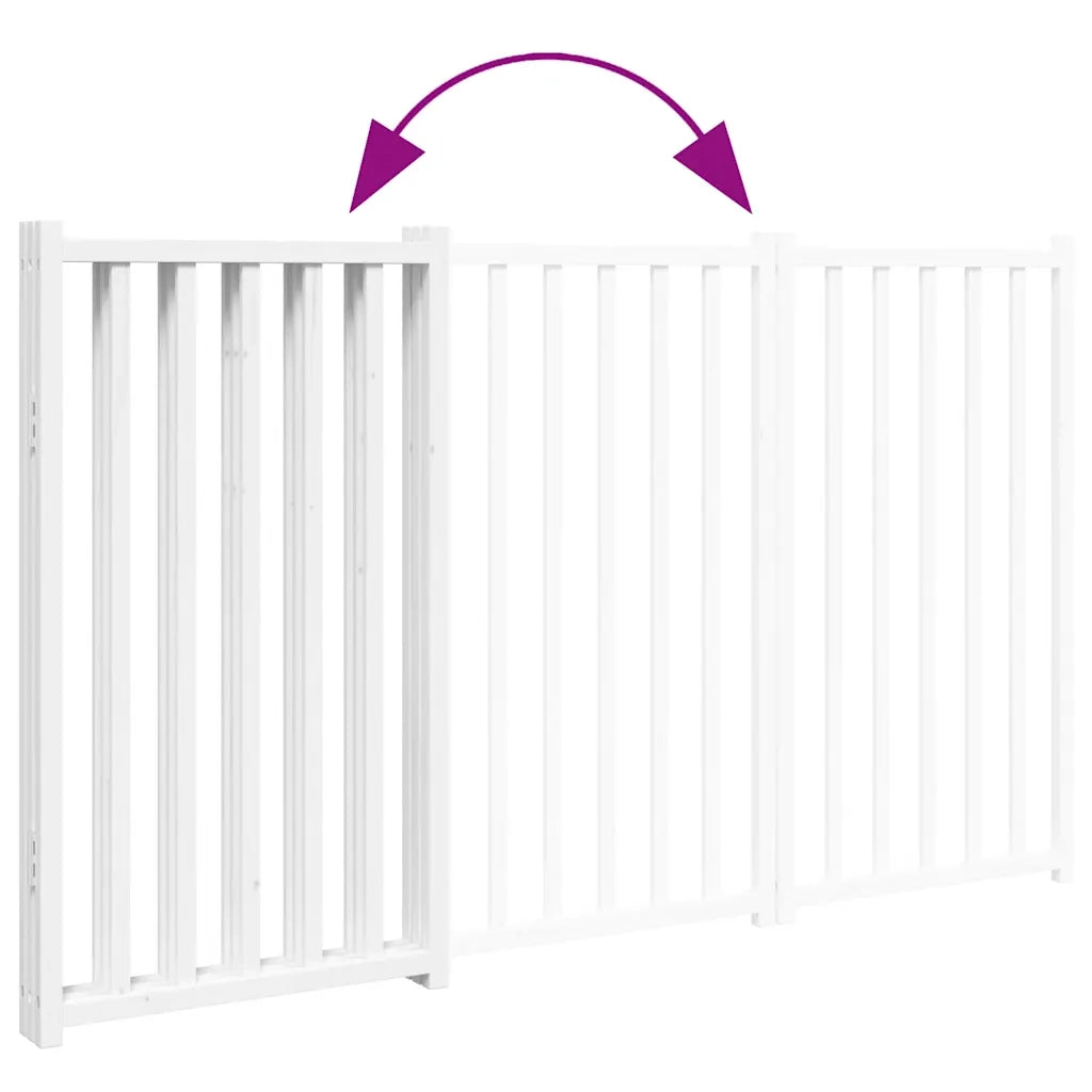 Cancello Cani Pieghevole 3 Pannelli Bianco 150cm Massello Abete 352278