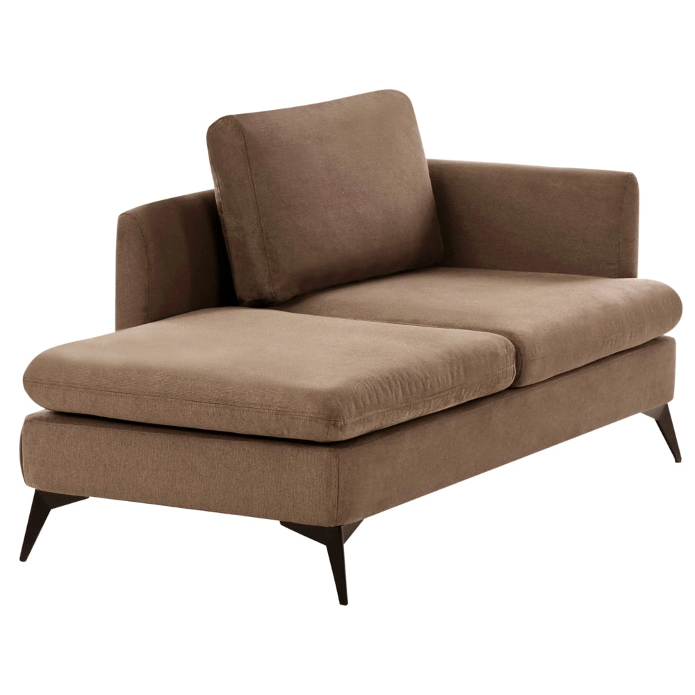 Chaise Lounge Marrone Rivestimento in tessuto poliestere lato destro con cuscino decorativo Gambe in metallo Soggiorno di design moderno