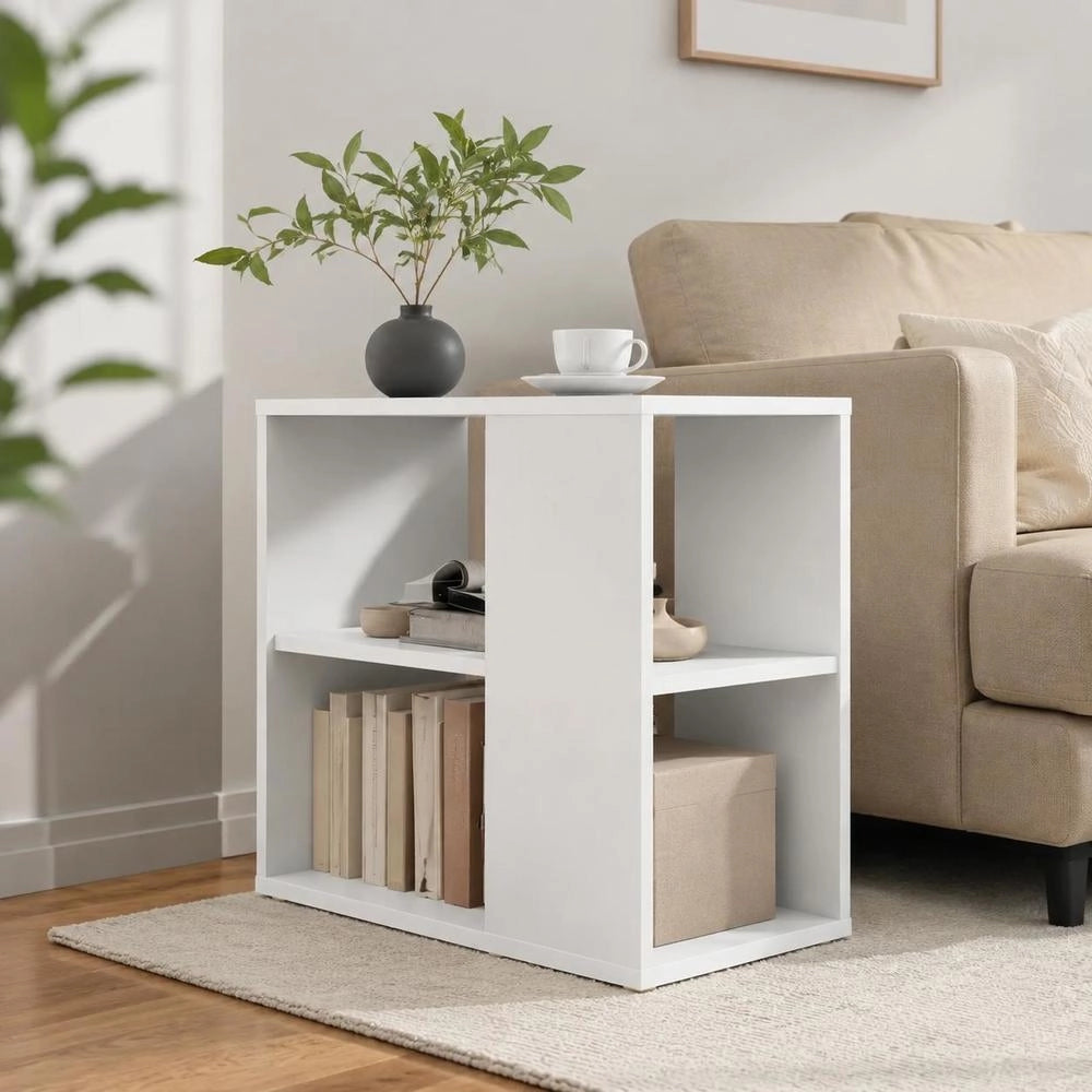 Side Table White 60x30x50 Cm Wood Material