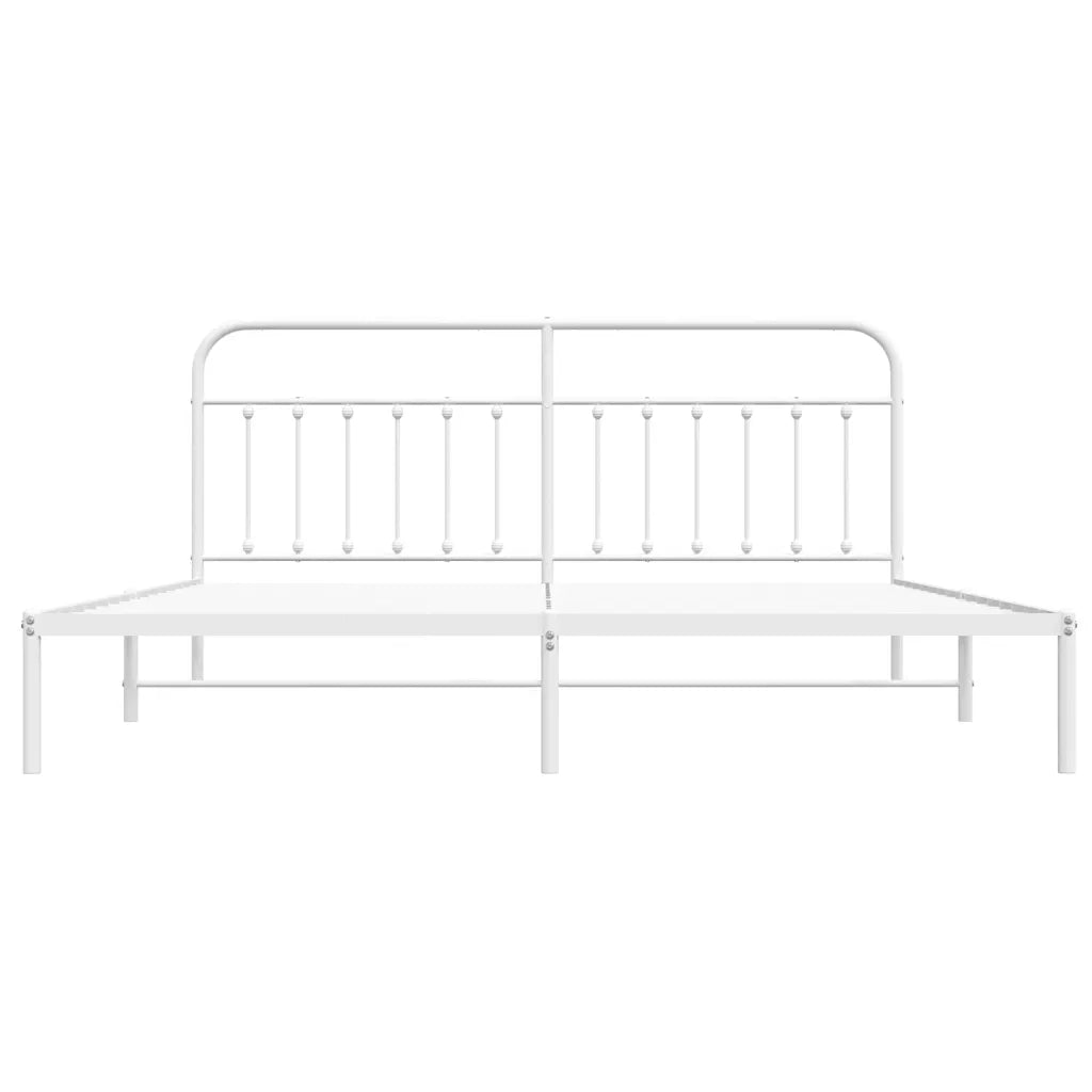 Letto matrimoniale | Letto per adulti | Giroletto con Testiera Metallo Bianco 200x200 cm