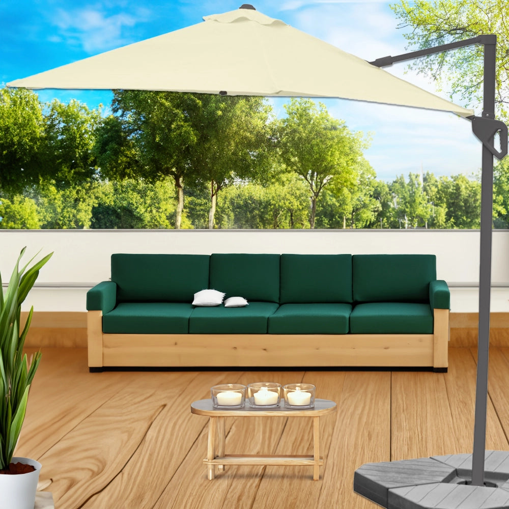 OMBRELLONE DA GIARDINO A PALO DECENTRATO RUOTABILE A 360° COLOR ECRU 270 CM