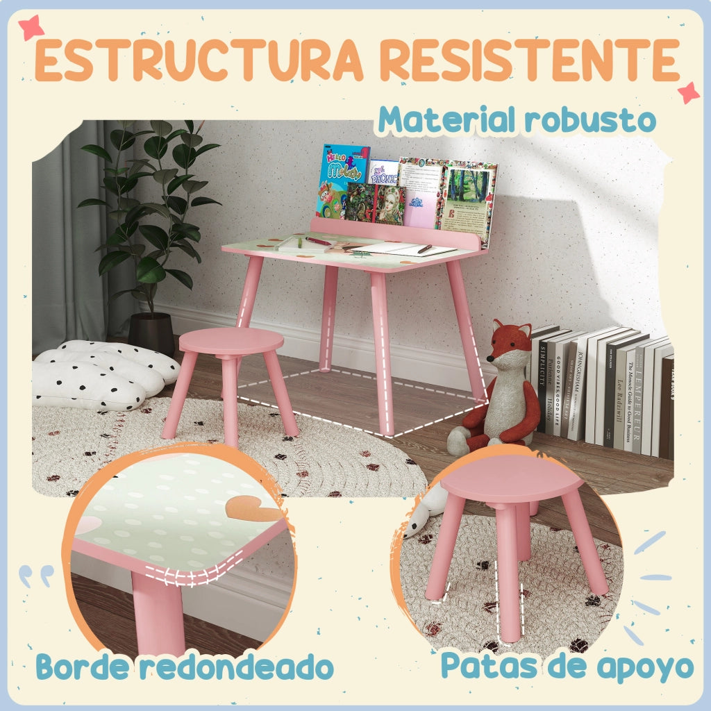 Set Scrivania e Sedia Bambini con Libreria ¨C Xylo ¨C Rosa Legno +3 Anni