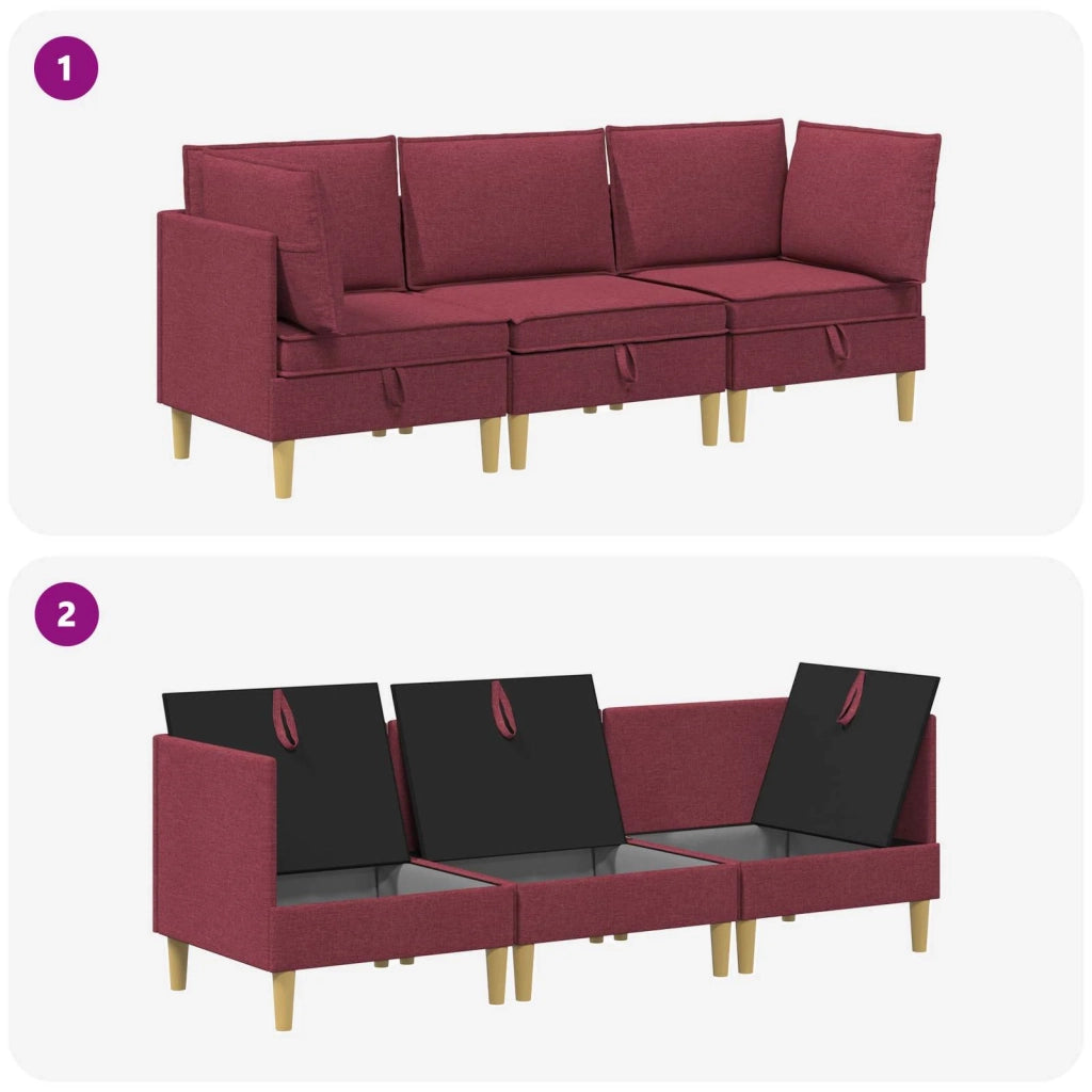 Set di divani modulari con spazio di archiviazione 3 pcs