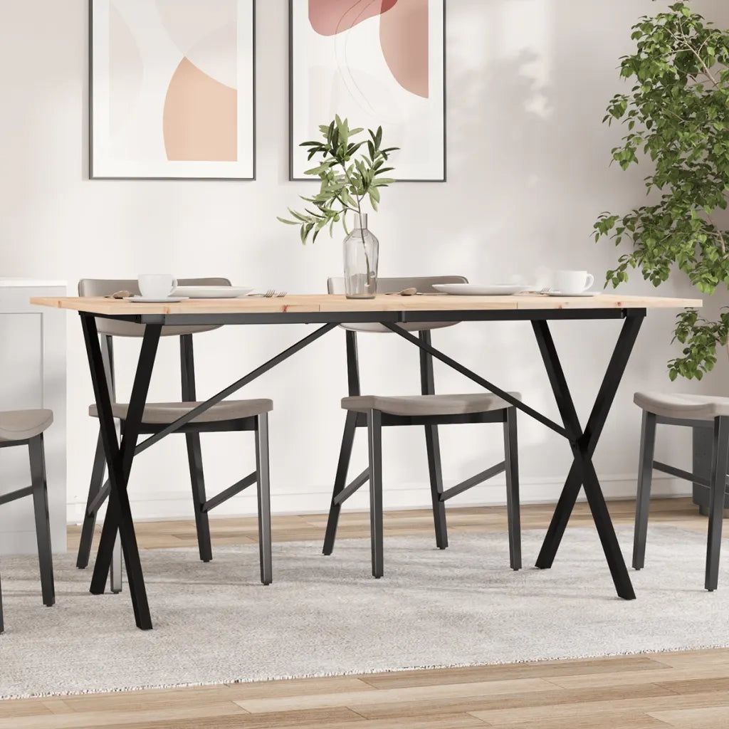 Tavolo da Pranzo Telaio a X 160x80x75 cm Legno Pino e Acciaio