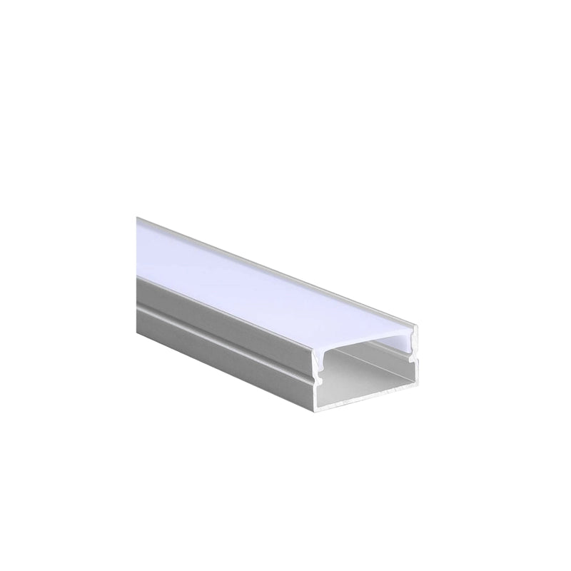 Kit Profilo Alluminio lineare per striscia LED 220V con copertura opaca- 2m, 4 tappi e 4 supporti