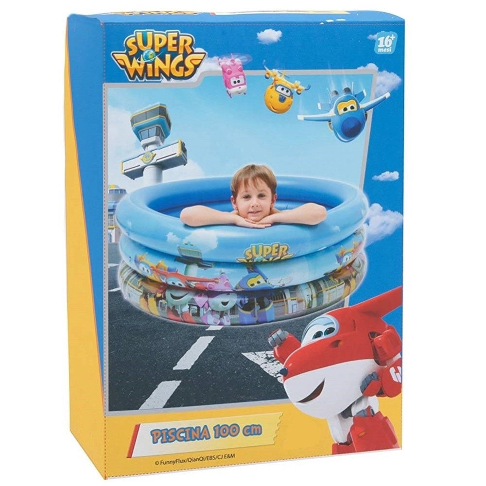 Trade Shop - Piscina Gonfiabile 3 Tubi Con Stampa Super Wings Diametro 100 Cm -