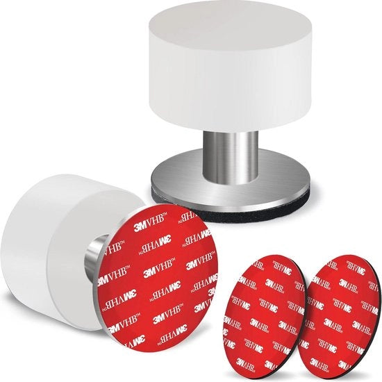 Stopper automatico per porte con gomma bianca e contenitore in acciaio inossidabile - Stopperi - Dampening per urti porte per uso domestico e ufficio Stopper automatico