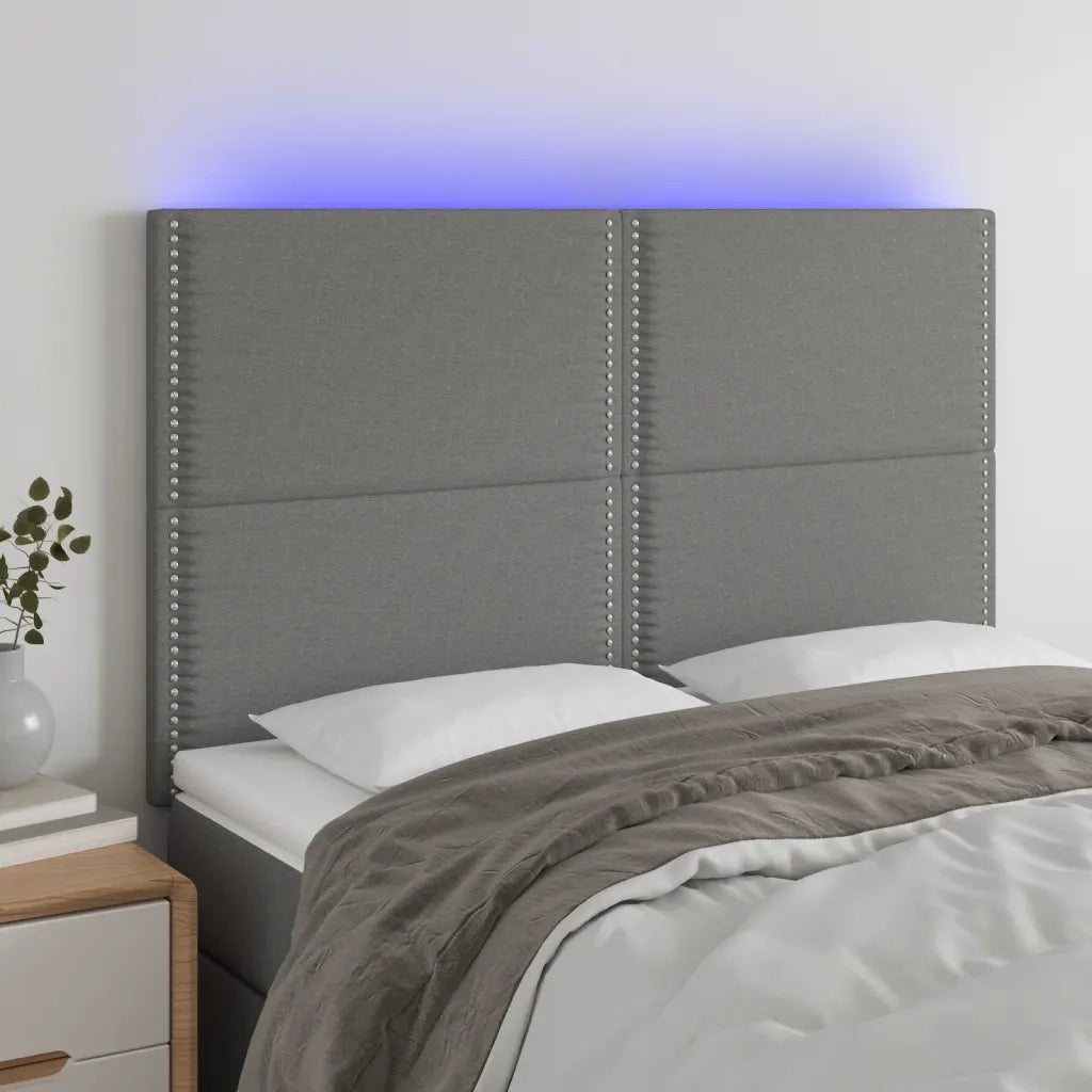 Testiera | Testata a LED GrigioScuro 144x5x118/128cm inTessuto