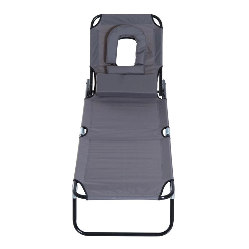 LETTINO PRENDISOLE RELAX PIEGHEVOLE CON CUSCINO 190X56X28 CM GRIGIO