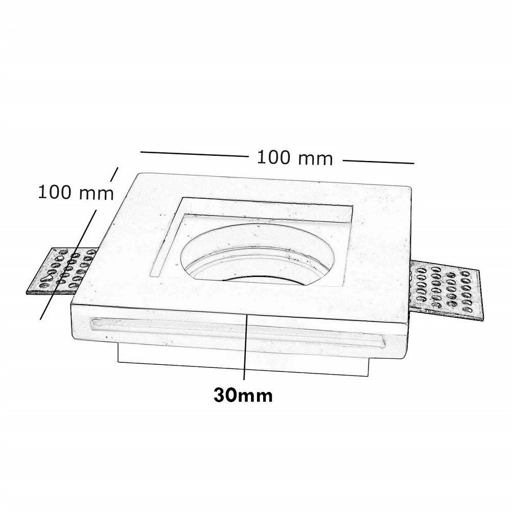 Trade Shop - Faretto Slim Gesso Smart Led Gu10 Wifi Incasso Quadrato Rgb Cct Alexa Google 10x10cm -