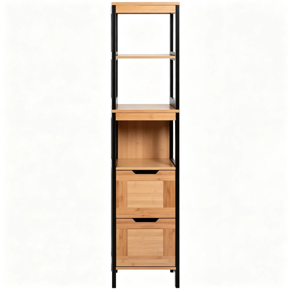 Colonna bagno in bambù e MDF 30x30x144,3 cm