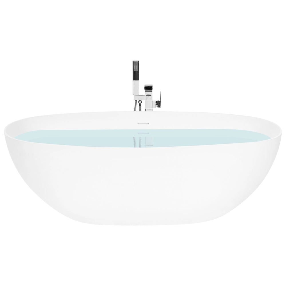 Vasca da bagno freestanding ovale con superficie solida e bordo sottile 170 cm bianca