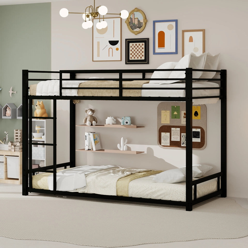 Letto a castello con due letti singoli ferro nero 98x197 cm