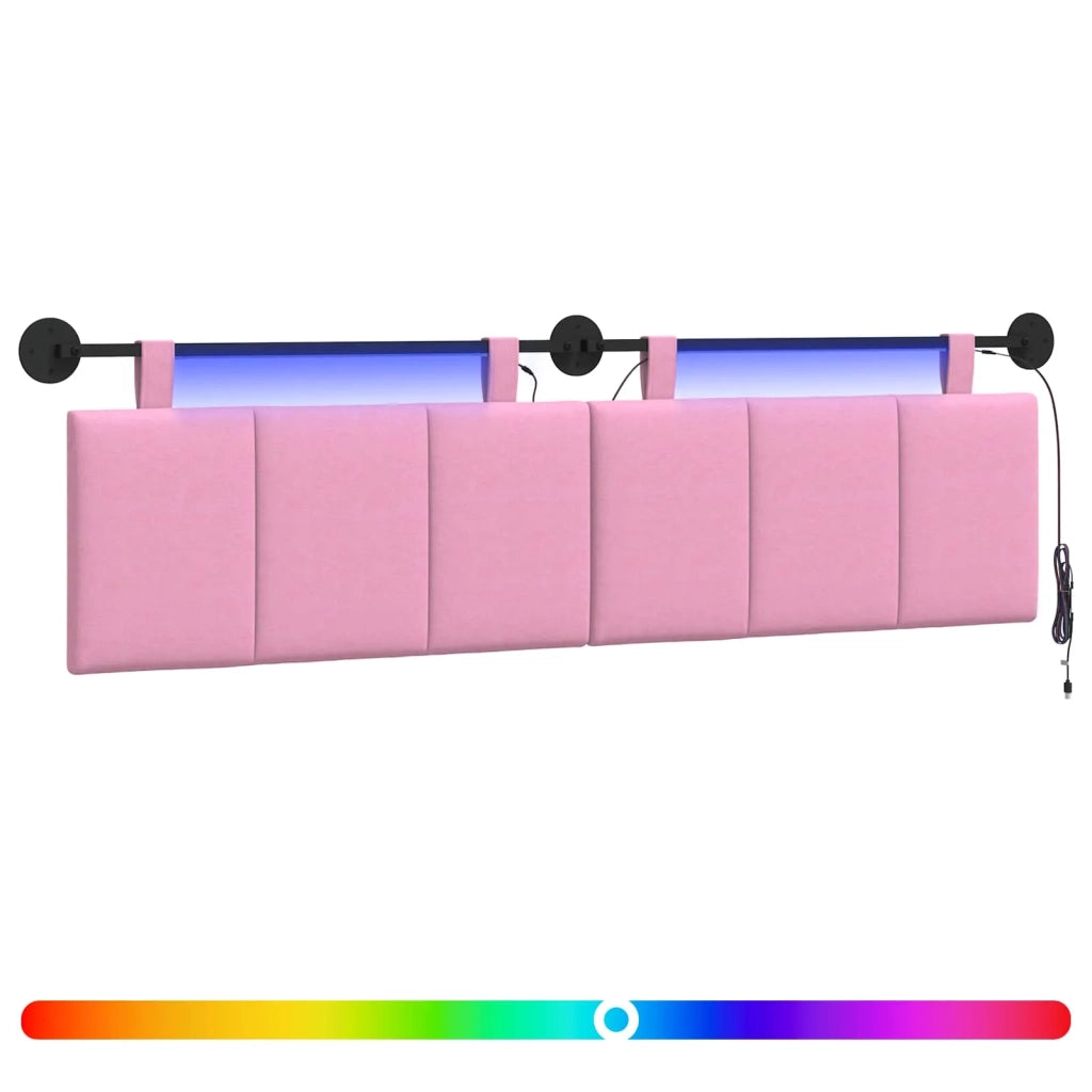 Testiera sospesa Con luce LED Rosa Tessuto 3424812