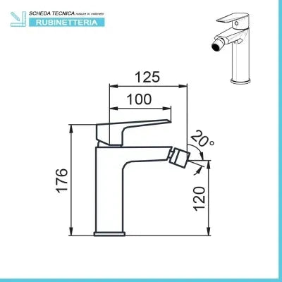 Miscelatore bidet in ottone cromo con leva monocomando  Cristallo