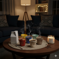 Set 6 Tazzine da caffè Accartocciati Multicolor con Lattiera Bianca in Gres Kaleidos