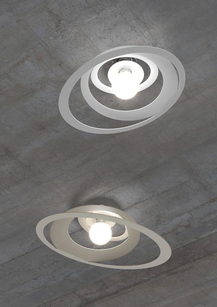 Plafoniera Industrial-Minimal Bungee Metallo Bianco 1 Luce E27 D50Cm