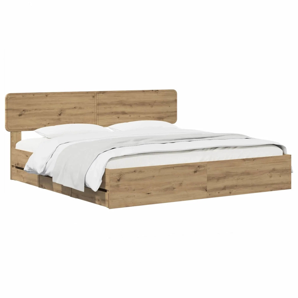 Bed Frame with Storage and Headboard Artisan Oak 180 x 200 cm 3445829