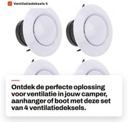 Ventilatidiapertura 4 pezzi - Copertura di ventilazione rotonda - Disegno regolabile - Adatto per camper/caravan/barche - Materiale ABS - Diametro 68 mm - Apertura di ventilazione
