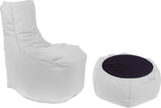Poltrona Pouf e Tavolino in Acrilico Pomodone Bianco