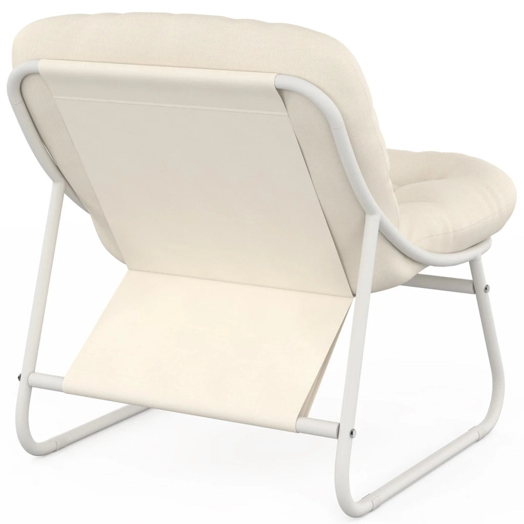 IDMarket - Set di mobili da giardino basso ARONA a 4 posti in metallo bianco e cuscini beige con divano, poltrone e tavolo