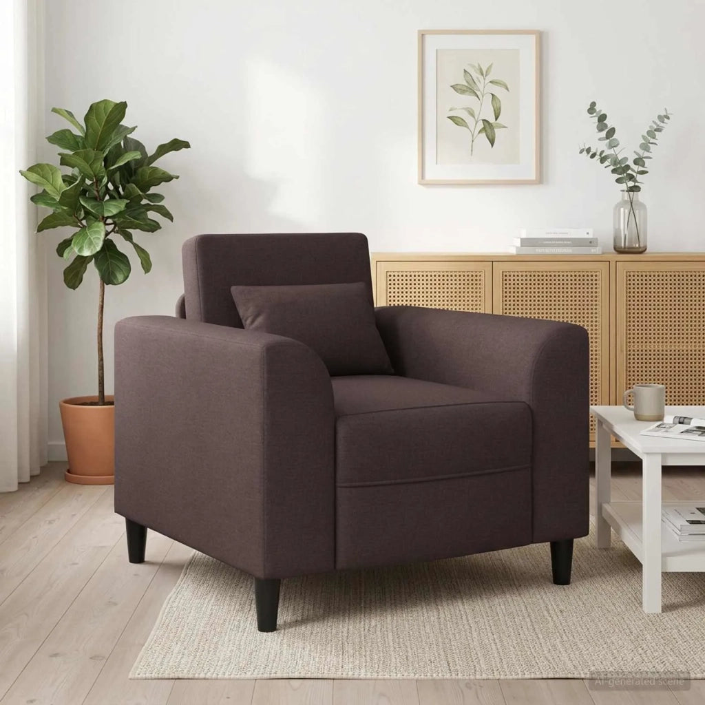 Poltrona-Divano Sedia-Poltroncina Marrone Scuro Tessuto 222436