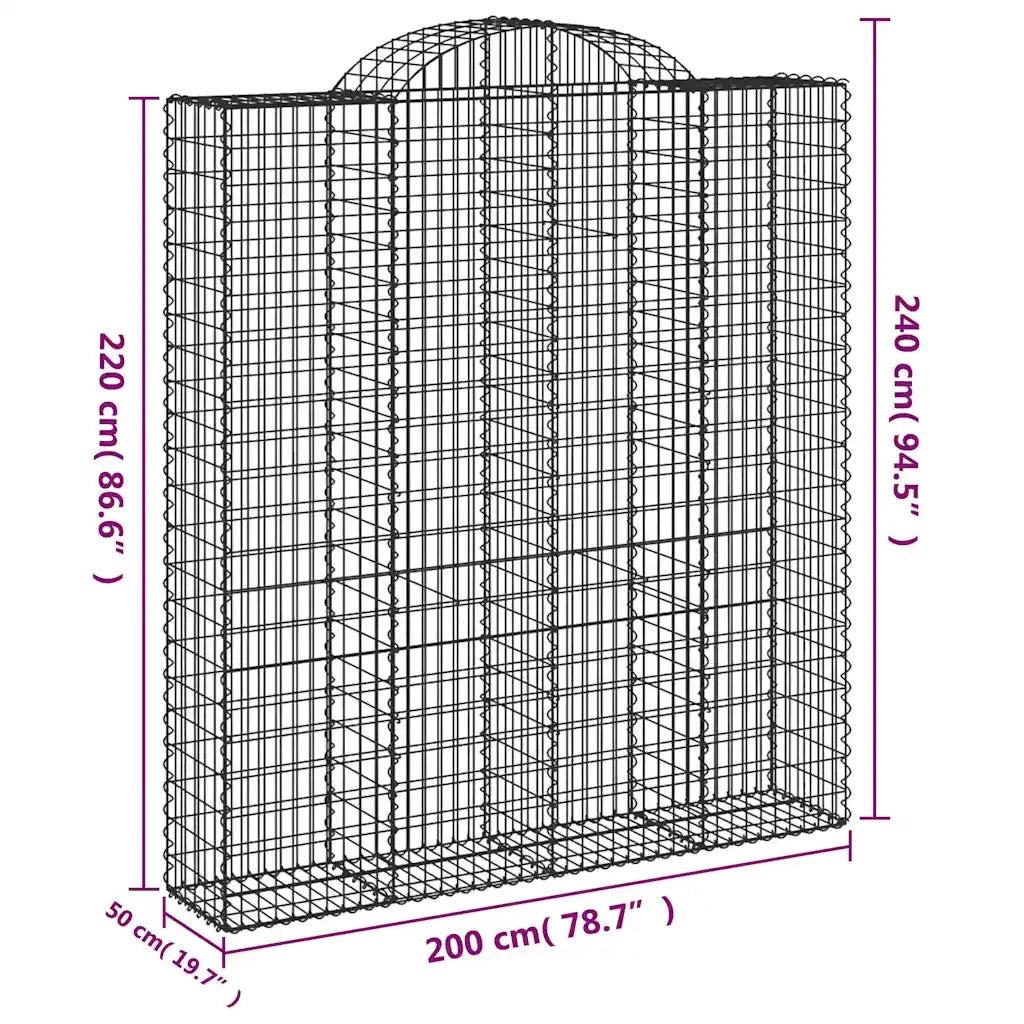 Cesti Gabbioni ad Arco 20 pz 200x50x220/240 cm Ferro Zincato 3146461
