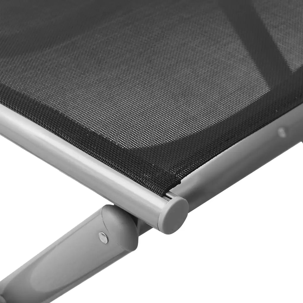 Poggiapiedi Pieghevole Nero e Argento in Textilene e Alluminio CFW1080256