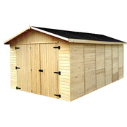 Garage in legno da giardino 280x480 cm – pareti 16 mm, tetto bitumato e porta tripla – ED2848N Foresta