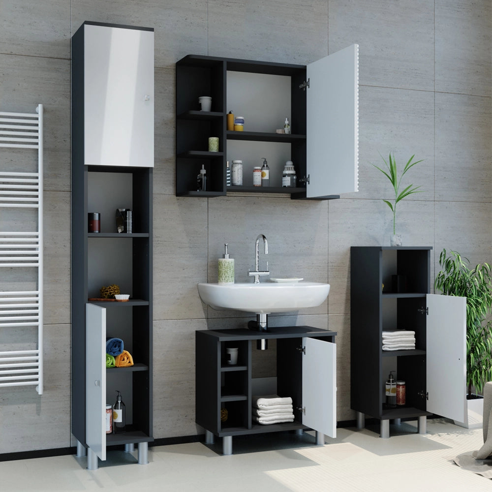 Mobile sottolavabo per bagno Fynn Antracite/Bianco 60 x 54 cm Vicco