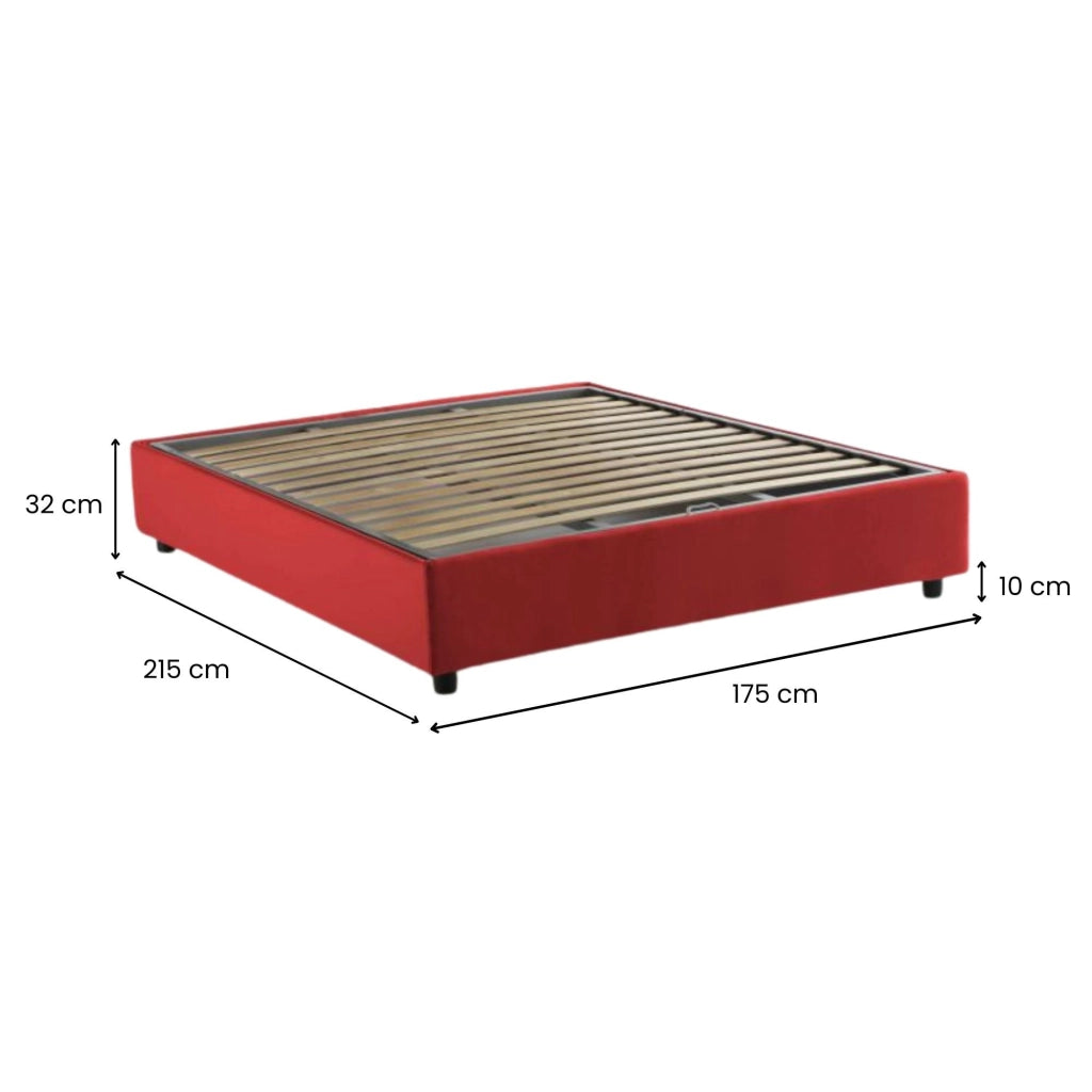 Letto Matrimoniale Alaska, Letto Matrimoniale Sfoderabile Made in Italy, Rosso