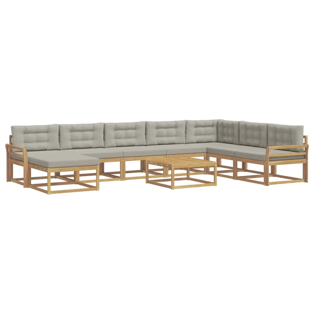 Set di divani da esterno 9 pz Bianco e Grigio Chiaro 3386900