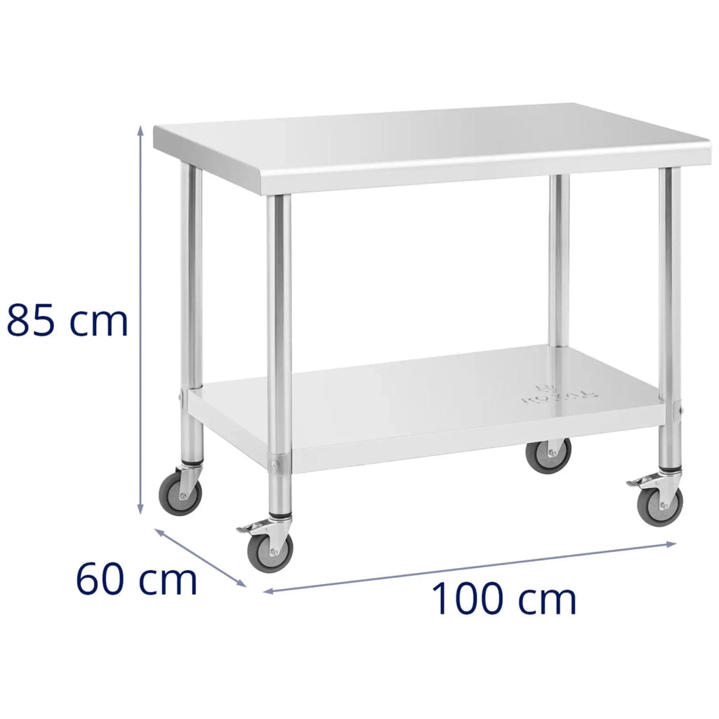Tavolo da lavoro professionale da cucina Premium 60 x 100 cm 155 kg acciaio inox argento 14_0010017