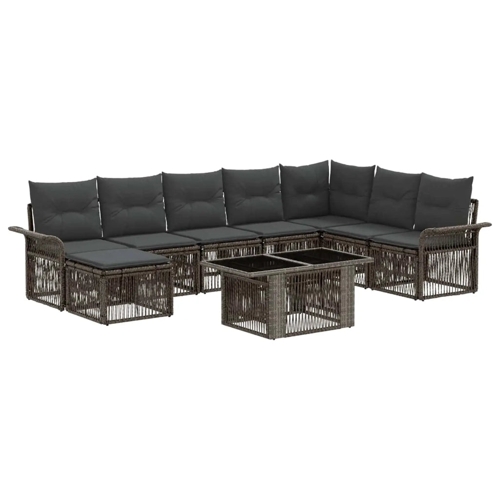 Set Divano da Giardino 9 pz Grigio e Grigio Scuro polyrattan 3436682