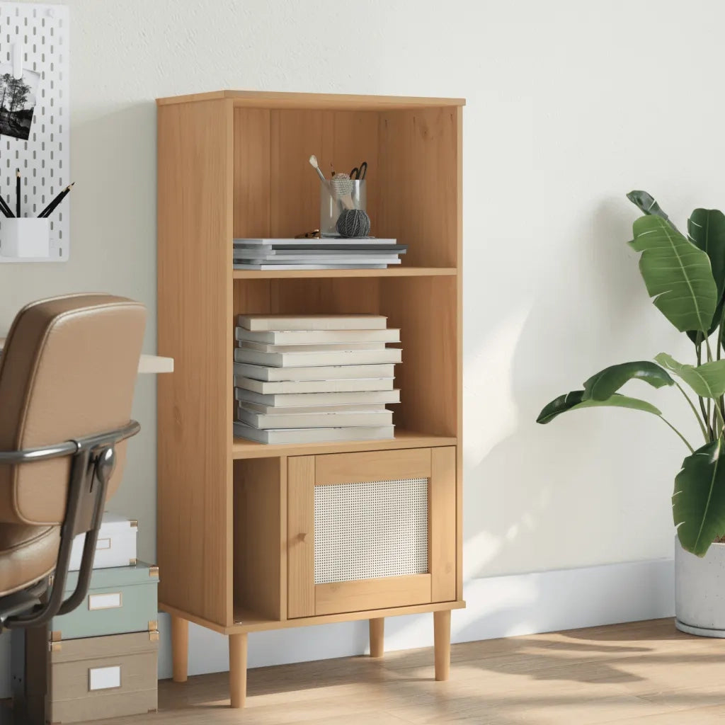 Credenza SENJA Aspetto Rattan Marrone 60x35x130 cm Legno Pinocod mxl 84130