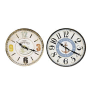 Trade Shop - Orologio Da Parete In Stile Vintage Tondo In Legno Analogico Casa Cucina 218707 -
