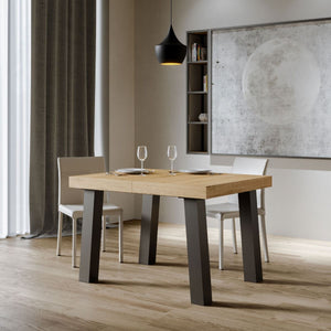 Tavolo Allungabile 120-224x90x77 cm Bridge Quercia Natura Telaio Antracite