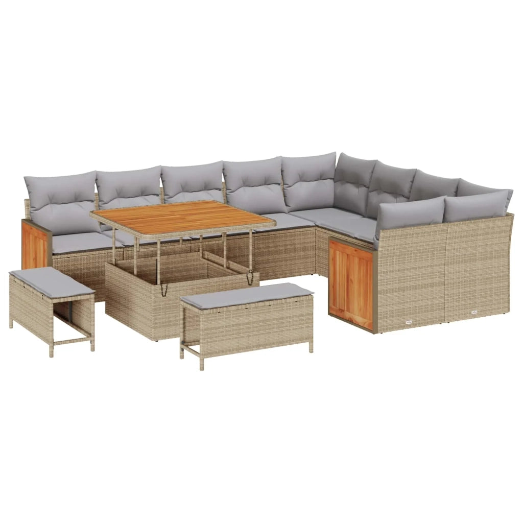 Set Divano da Giardino con cuscino 12 pcs Beige e Grigio Chiaro 3363207