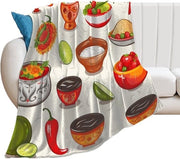 Deken Flanell Leggero con Simboli di Salsa Messicana - Super Sovrappensiero e Caldo per Casa e Viaggio - 30 x 40 Pollici