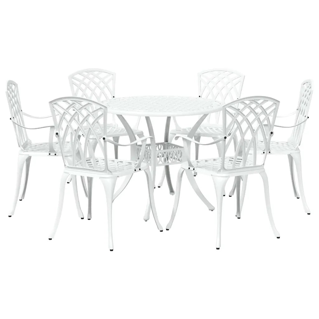 Set da Pranzo per Giardino 7 pcs Bianco Alluminio 3334722