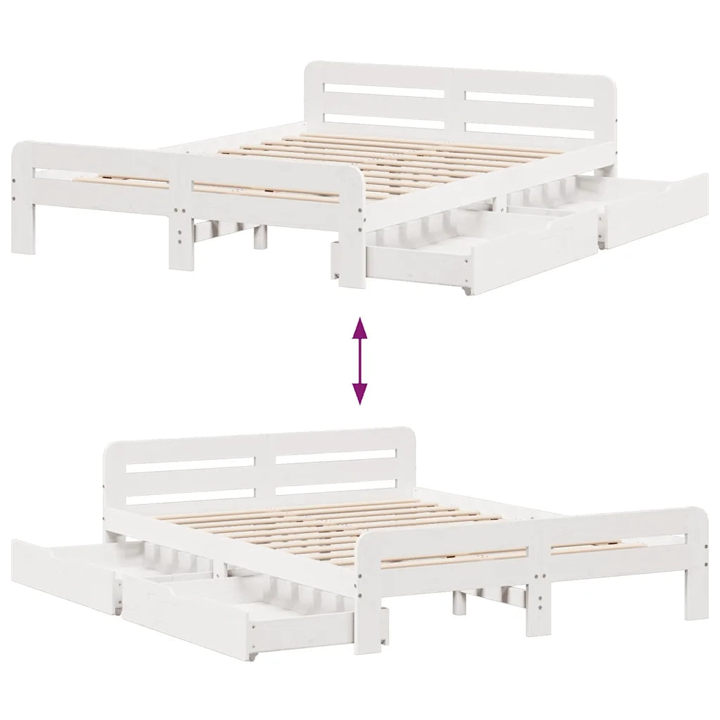 Letto senza Materasso Bianco 150x200 cm Legno Massello di Pino 3309036